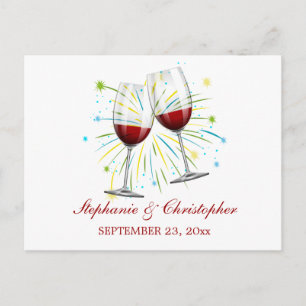 Cartão Postal Taças de Casanento para Vinho Tinto / Champanhe Bo