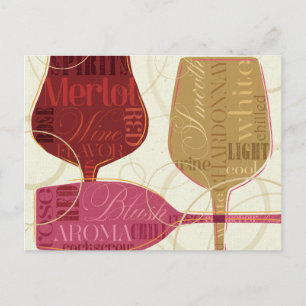Cartão Postal Taças de Vinho Coloridas