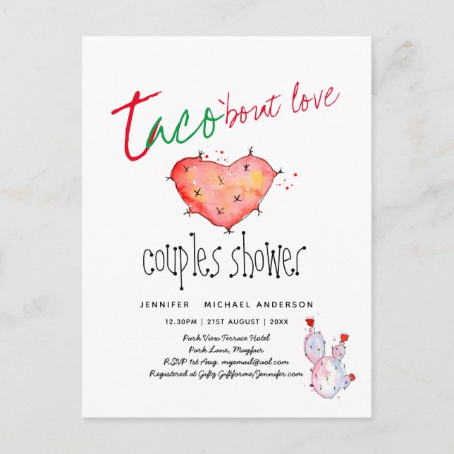 Cartão Postal TACO BOUT LOVE CASAIS de orçamento modernos Fiesta (Frente)