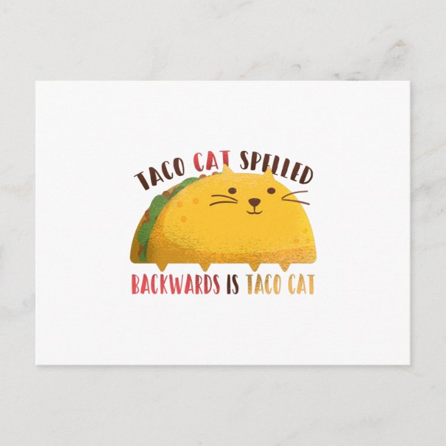 Cartão Postal Taco Cat Ortografado Para Trás É Taco Cat (Frente)