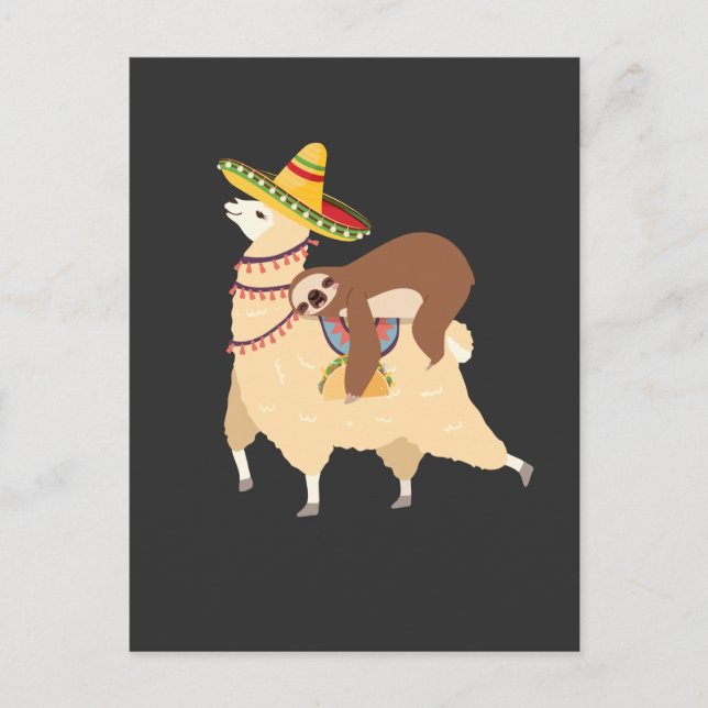 Cartão Postal Taco Loving Animais Preguiçosos Andando Llama (Frente)