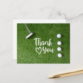Cartão Postal Tacos de golfe estão na grama verde Obrigado