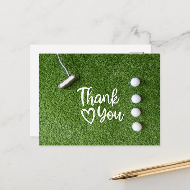 Cartão Postal Tacos de golfe estão na grama verde Obrigado (Frente/Verso In Situ)