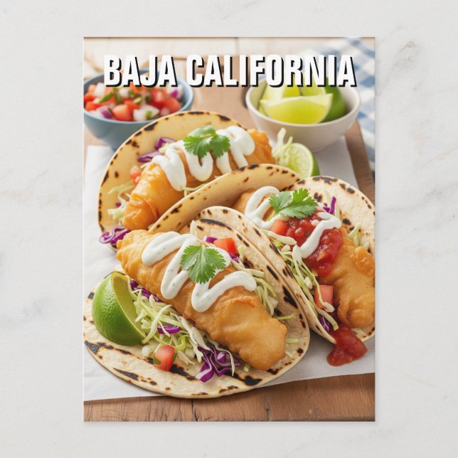Cartão Postal Tacos de Peixe Baja Califórnia México (Frente)