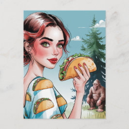 Cartão Postal Tacos na Floresta com Sad Sasquatch