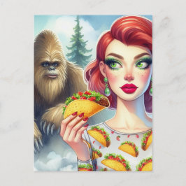 Cartão Postal Tacos na Floresta com Sasquatch