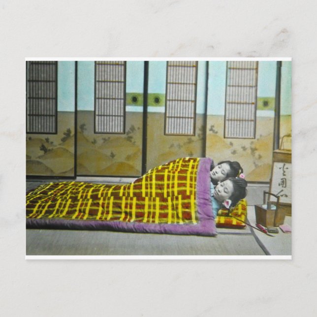 Cartão Postal Tagaki Japonês Vintage Geisha Adormecida (Frente)