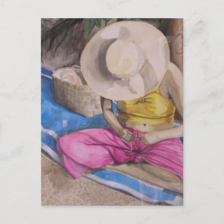 Cartão Postal Tahiti Basket Weaver