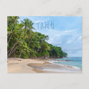 Cartão Postal Tahiti Sand Beach Blue Sky Palm Trees