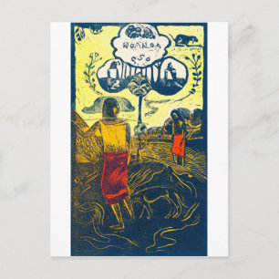 Cartão Postal Tahitian Women and Dog, Gauguin