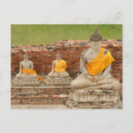 Cartão Postal Tailândia, Ayutthaya. Estátuas de budas sentados