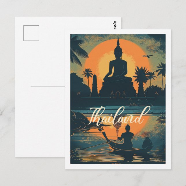 Cartão Postal Tailândia Vintage Familiar Viagem (Frente/Verso)