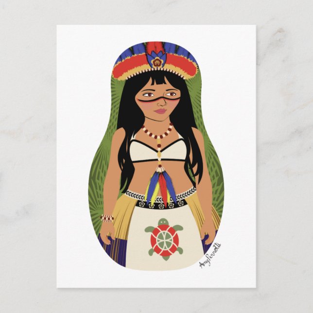 Cartão Postal Taíno de Boriken, Postcard de Matryoshka porto-riq (Frente)