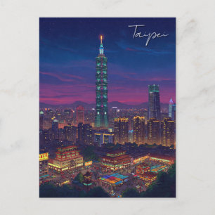 Cartão Postal Taipei 101 Taiwan à Noite