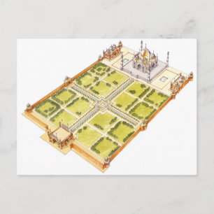 Cartão Postal Taj Mahal. Adra Índia. Tomb e jardins