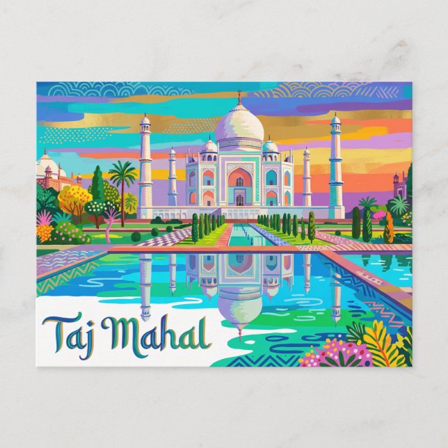 Cartão Postal Taj Mahal Índia (Frente)