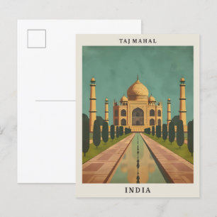 Cartão Postal Taj Mahal India Elegante Viagens vintage de Arte