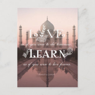 Cartão Postal Taj Mahal India Live Learning Gandhi - Cartão-pos