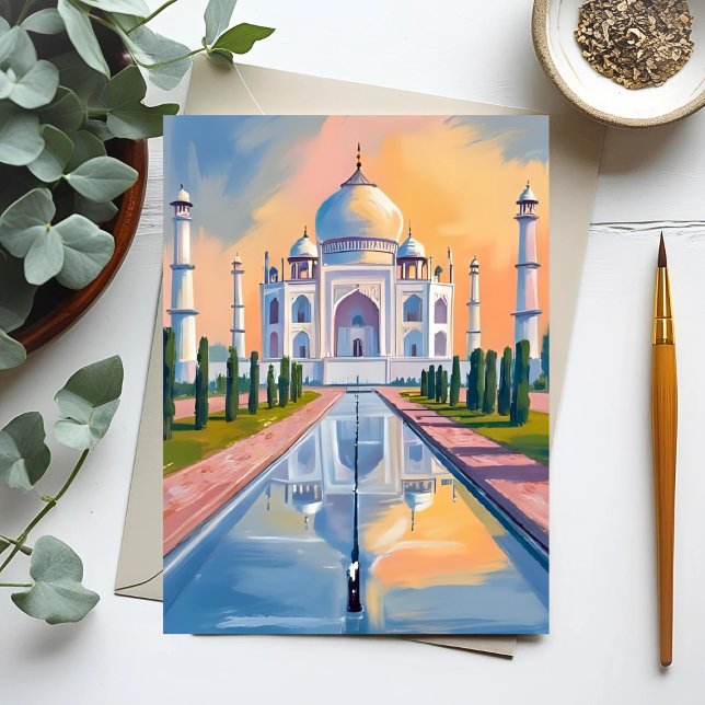 Cartão Postal Taj Mahal India - Viagem Pintura (Criador carregado)