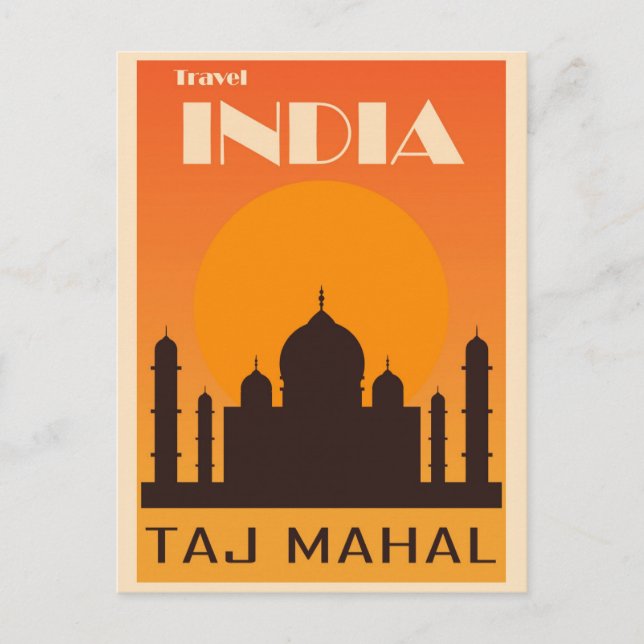 Cartão Postal Taj Mahal India Viagens vintage (Frente)
