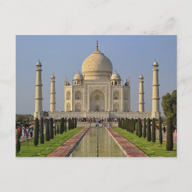 Cartão Postal Taj Mahal, um mausoléu localizado em Agra, Índia,  (Frente)