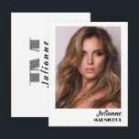 Cartão Postal Talent Promo Postcard | Custom Photo and Logo<br><div class="desc">Better than a business card! Be prepared for anything with a talent promo postcard featuring your photo and name, with custom monogram logo design on the back and space to add your text. Keep in touch and make a lasting impression with these promo cards for models, actors, and talent.</div>