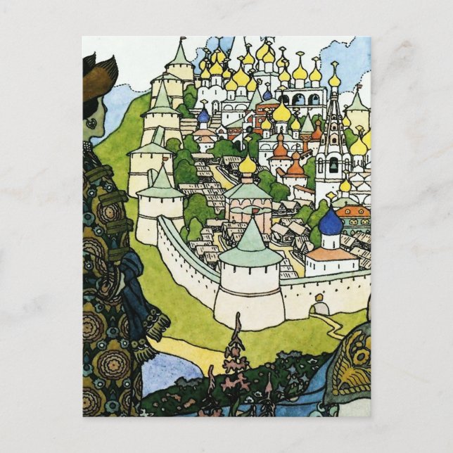 Cartão Postal "Tales of the czar" por Ivan Bilibin (Frente)
