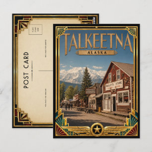 Cartão Postal Talkeetna Alasca Arte Deco Vintage Era de Ouro
