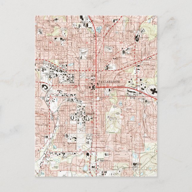 Cartão Postal Tallahassee Florida Map (1999) (Frente)