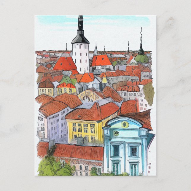 Cartão Postal Tallinn Estônia Art Card (Frente)
