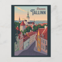 Tallinn Estônia Ilustração Viagem Art Vintage