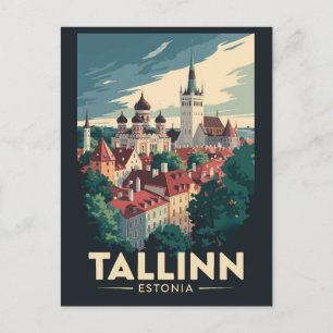 Cartão Postal Tallinn Estônia Viagem Arte Vintage