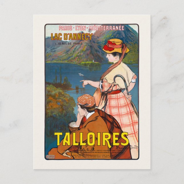 Cartão Postal Talões. Poster vintage Lac D'annecy 1910 (Frente)