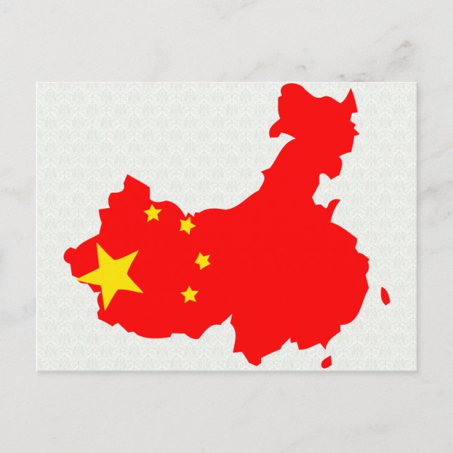 Cartão Postal Tamanho do cheio do Mapa de Sinalizador da China (Frente)