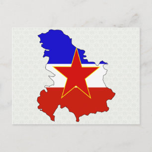 Cartão Postal Tamanho do cheio do Mapa de Sinalizador da Jugoslá