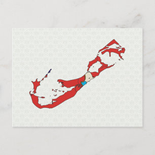 Cartão Postal Tamanho do cheio do Mapa de Sinalizador das Bermud