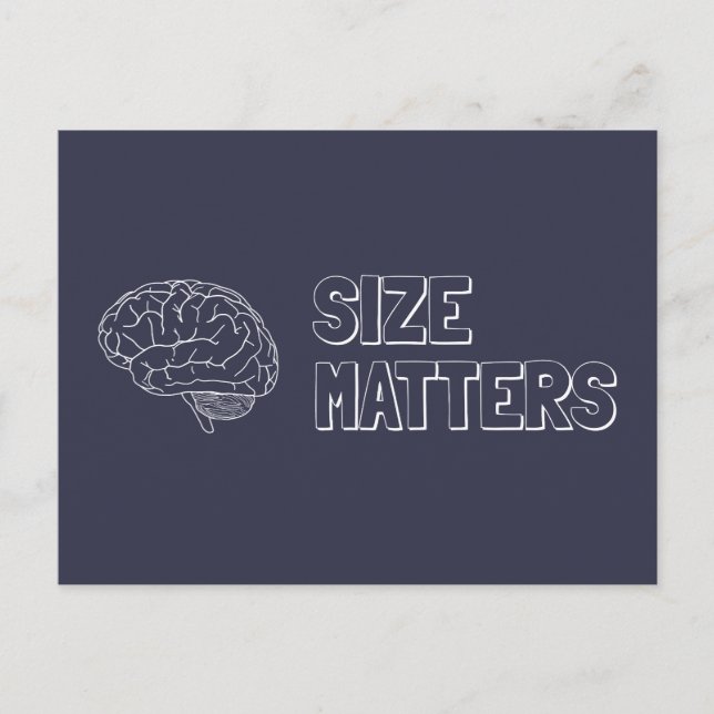 Cartão Postal Tamanho Importa Piada do cérebro (Frente)