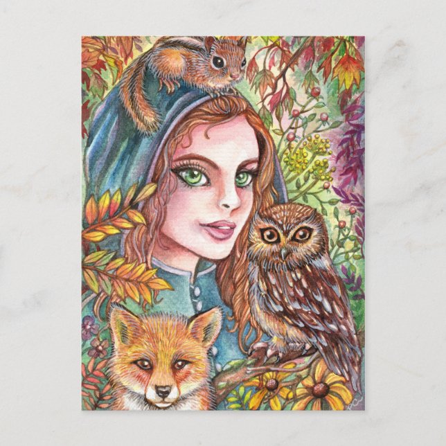 Cartão Postal Tamer em Autumn Woods (Frente)
