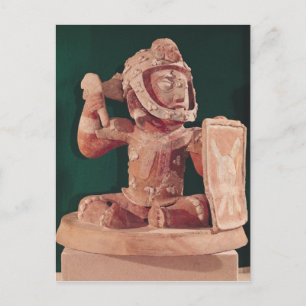 Cartão Postal Tampa de urna com uma figura de um guerreiro