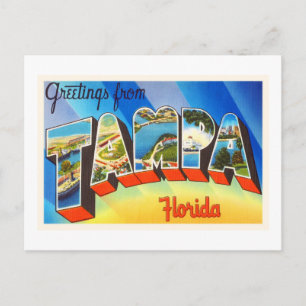 Cartão Postal Tampa Flórida FL Antigo Souvernir de Viagens Vinta