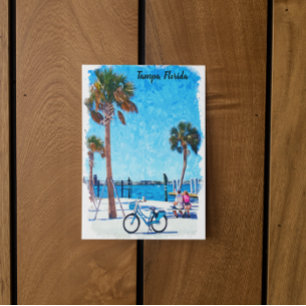 Cartão Postal Tampa Florida Summer Watercolor Painting
