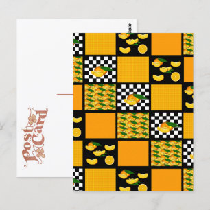 Cartão Postal Tangerina e Xadrez em Patchwork