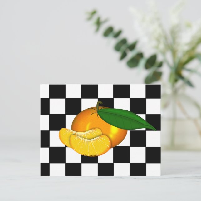 CARTÃO POSTAL TANGERINA NO TABULEIRO DE DAMAS (Em pé/Frente)