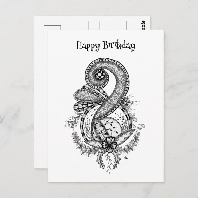 Cartão Postal Tangle Art: Florales Motiv -  (Frente/Verso)