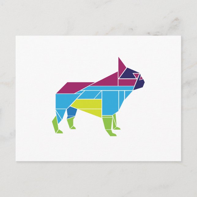 Cartão Postal Tangram Frenchie, multicolor (Frente)