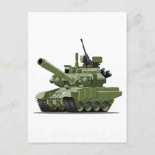 Cartão Postal Tanque blindado moderno de desenho animado