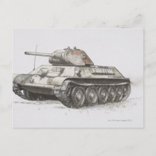 Cartão Postal Tanque de exército do russo T-34, vista lateral