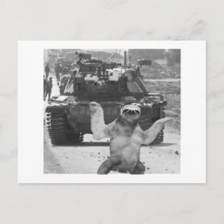 Cartão Postal tanque e preguiça