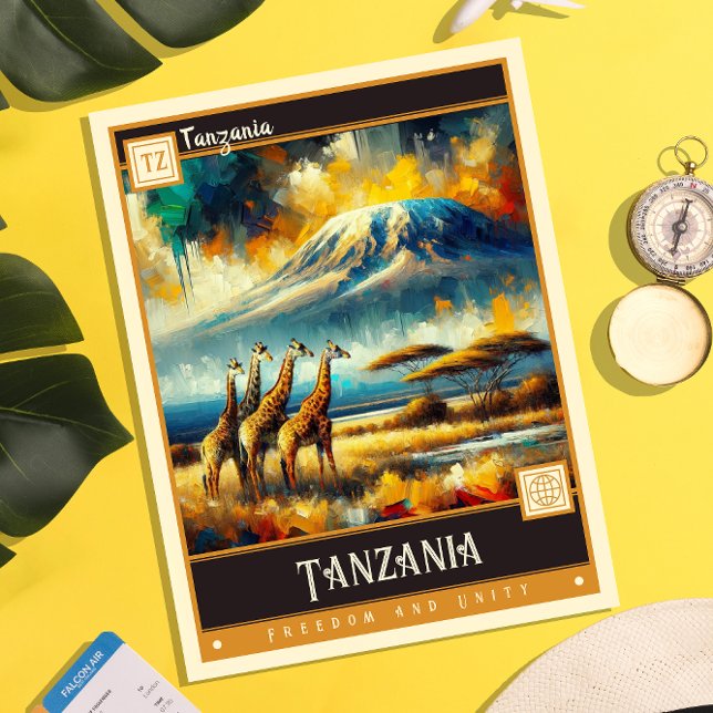 Cartão Postal Tanzânia | Vintage Painting (Criador carregado)