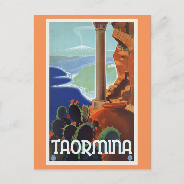 Cartão Postal Taormina Itália Viagens vintage Europa (Frente)
